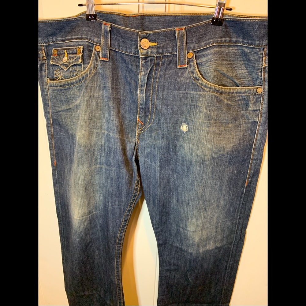 True Religion Brand Jeans World Tour Ricky Blue Jeans with Flap Pockets Size 42 - Picture 2 of 8